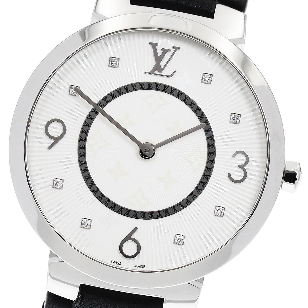 ルイ・ヴィトン LOUIS VUITTON Q1E01 タンブールスリム 8Pダイヤ クォーツ メンズ 美品 _895090【中古】