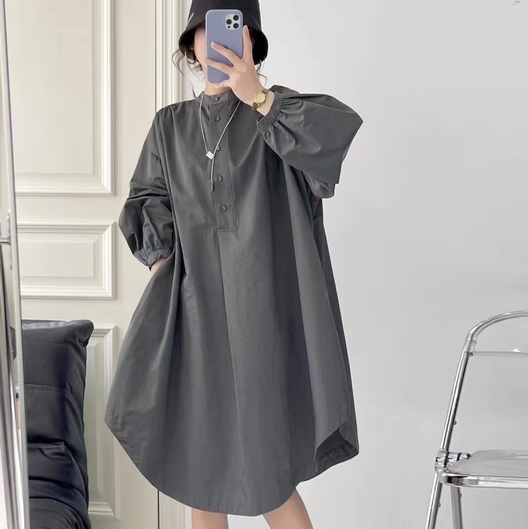ワンピース シャツワンピース ロング ロング丈 袖あり 長袖 Uネック 前開き かわいい 大人可愛い きれいめ シンプル 大人 上品 おしゃれ お洒落 かっこいい こなれ感 ラフ メンズライク