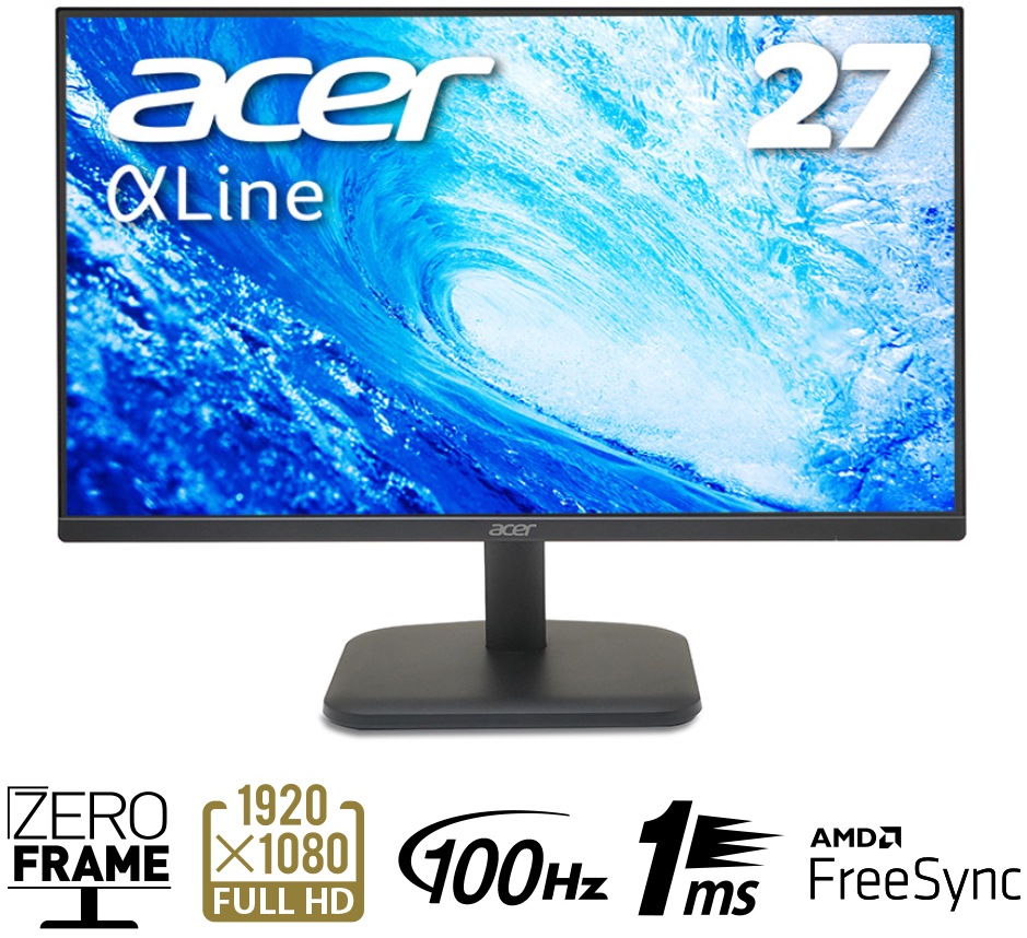 Acerエイサー 液晶ディスプレイ(27型/VA/FullHD 1920×1080/100Hz/1ms/HDMI1.4/ミニD-Sub/VESA/3年保証)(ブラック) EK271HBI 12,264円