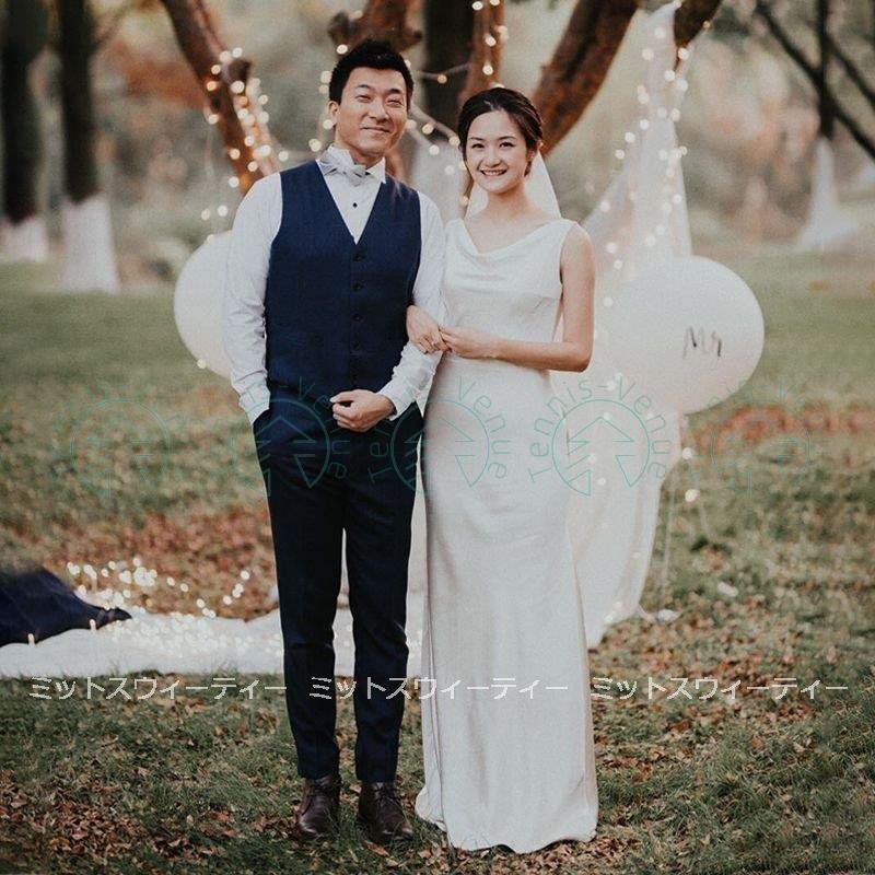 ウエディングドレス シンプルドレス 花嫁 白 二次会スレンダードレス ロングドレス 結婚式 ブライダ 11,103円