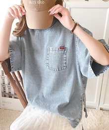 JaVaコラボ 無地 半袖 ポケット リブ ファスナー Tシャツ・カットソー [2カラー]