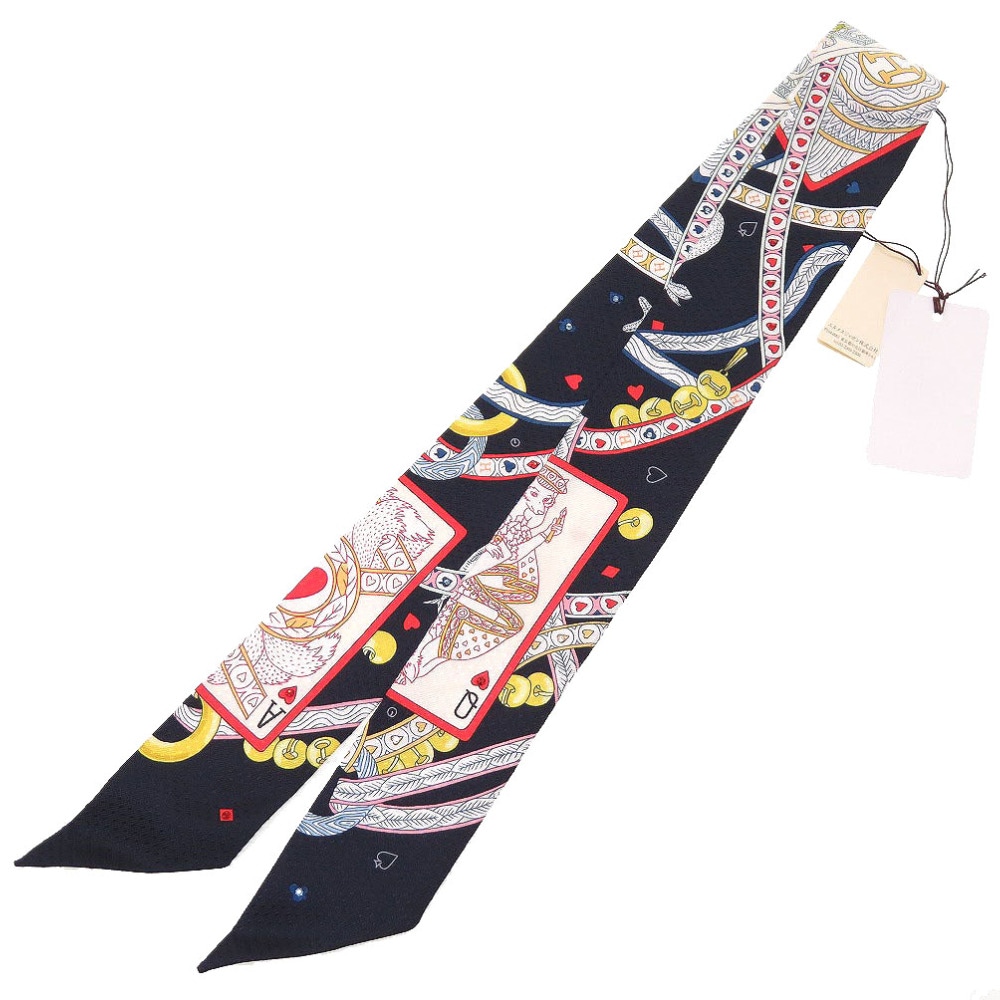 未使用品 ビジューピケ ハートのクイーン DAME DE COEUR ツイリー スカーフ シルク/シルク ブラック 0126【中古】 ユニセックス