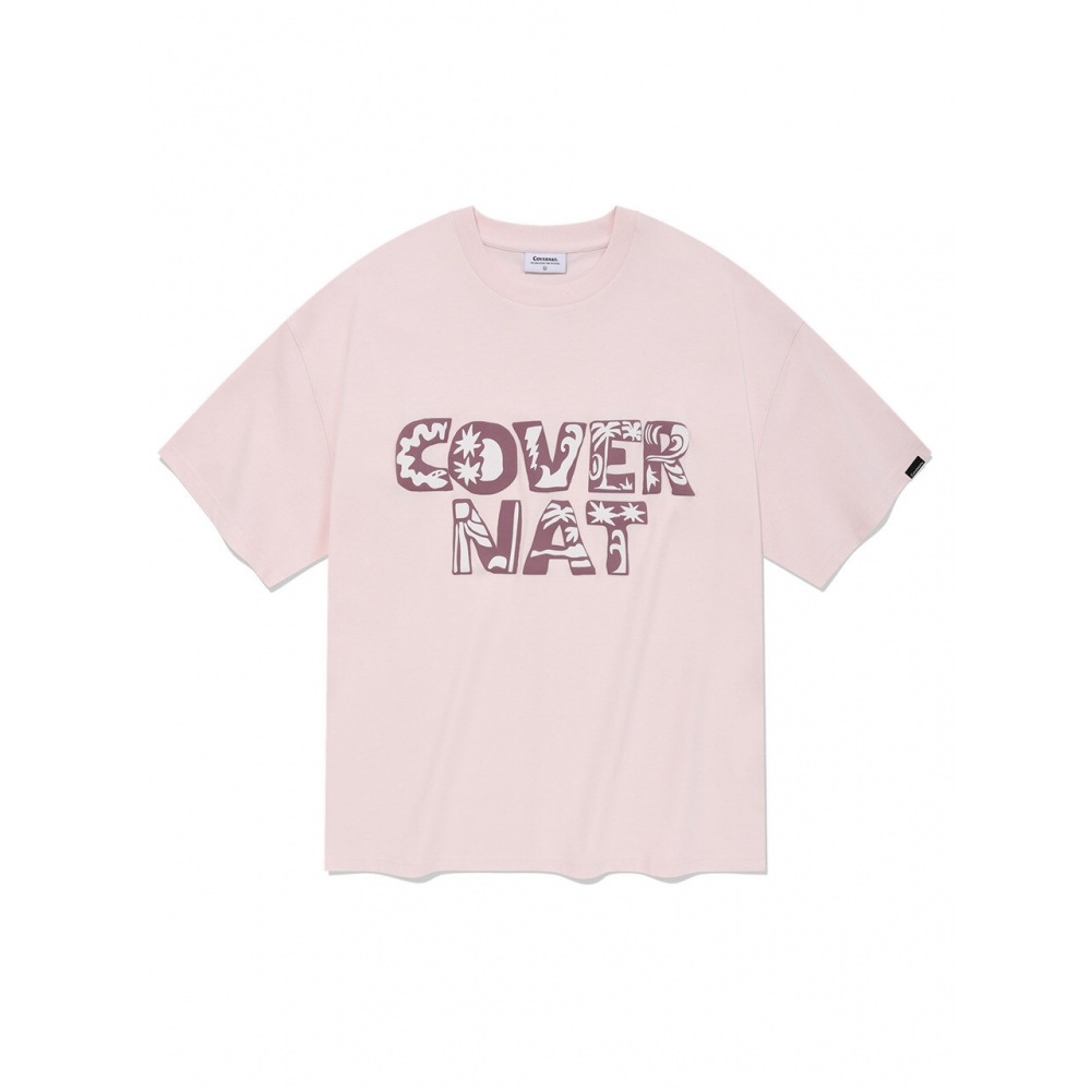 COVERNAT トロピカルロゴ T シャツライトピンク