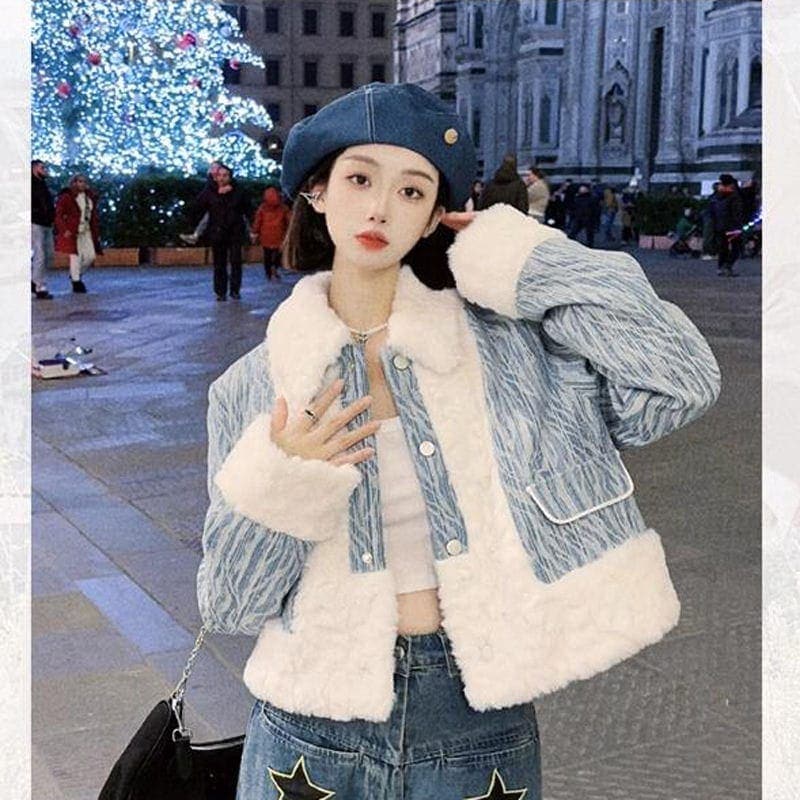 小香風 ラムズウール アウター 秋冬新作 ジャケット トップス レディース カジュアル ショート 毛皮コート 感 フェイクファー 上着927