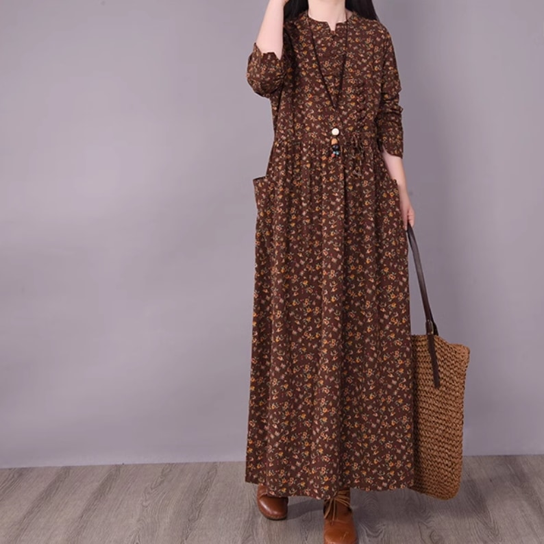 レディース スカート ワンピース ドレス シャツワンピ ロングスカート ロング 長袖 チャイナ ワイド ポケット ハイウエスト 異国風 かわいい 大人可愛い きれいめ シンプル カジュアル 上品