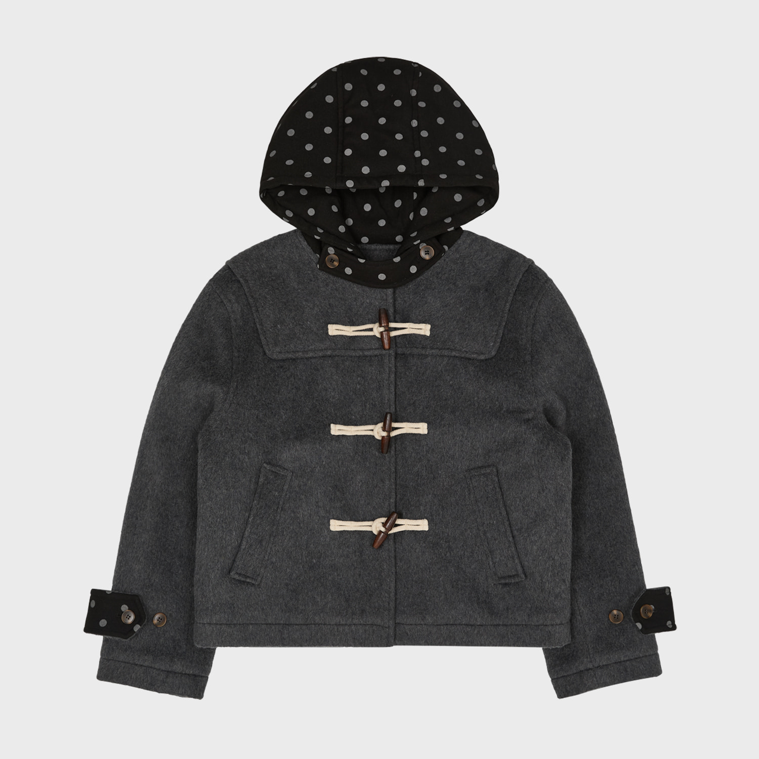 Dot Duffle Crop Coat CHARCOAL