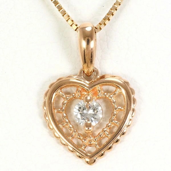 K10 10金 PG ピンクゴールド ネックレス ダイヤ 0.06 約41cm ジュエリー 中古