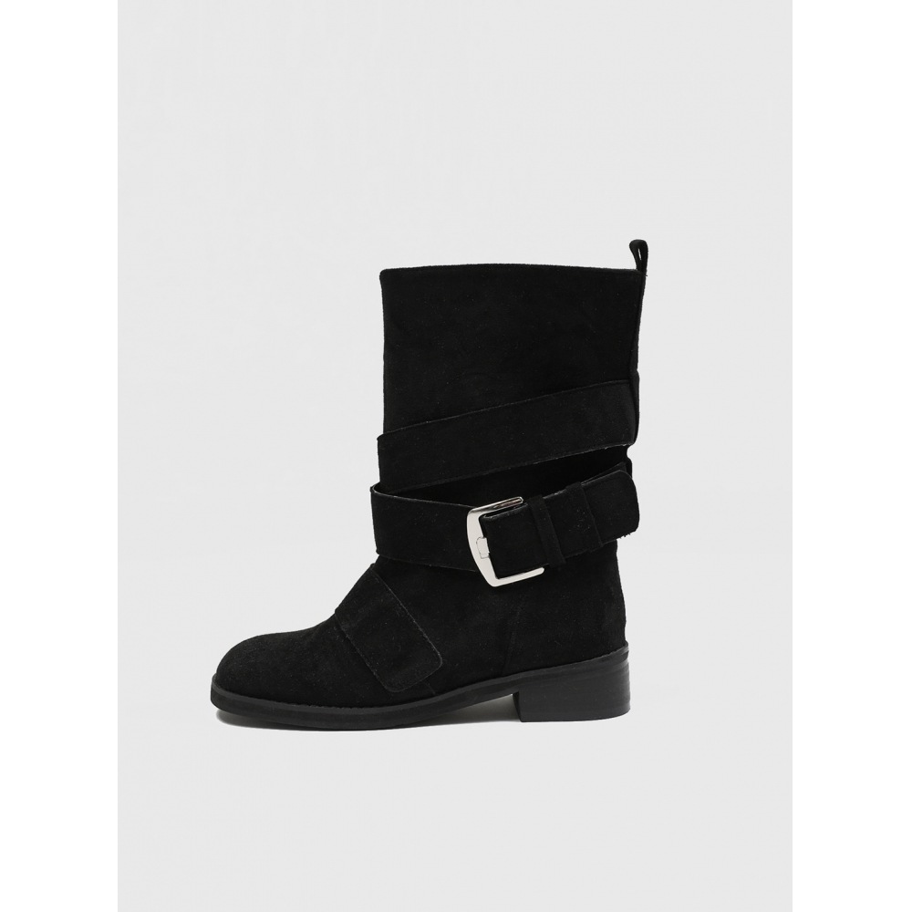 ブラックアップ【春新品】REPEM スエードバックルミドルブーツ