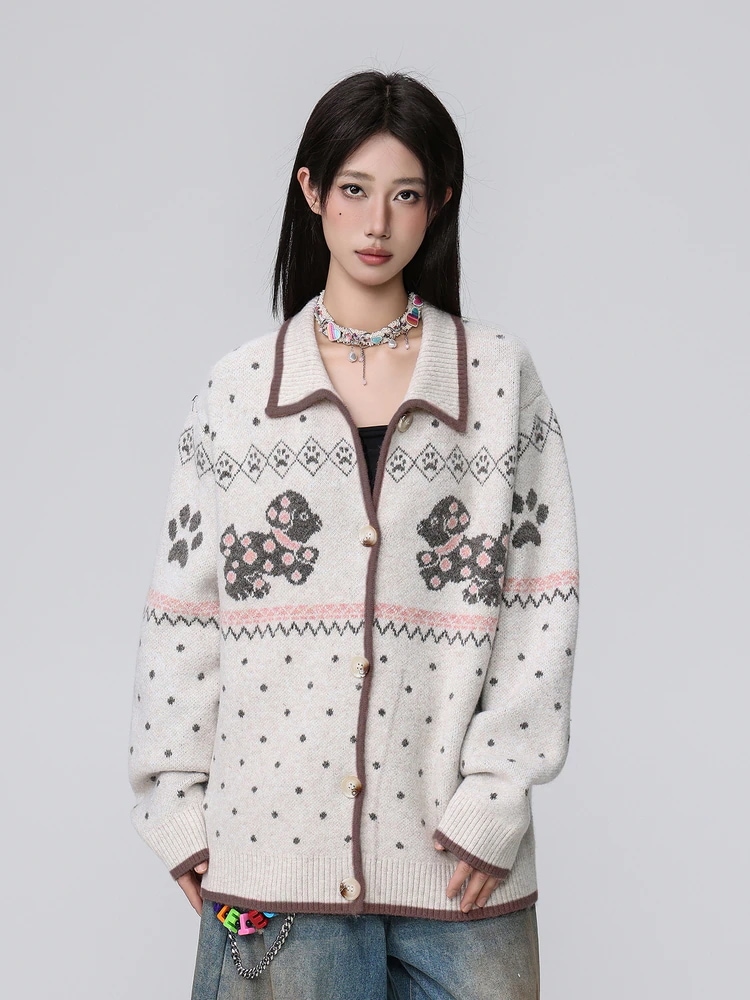 襟付き防寒 2025秋冬 OLへそ出しフレンチシースルーファッションスリーブレディース 韓国 エレガント ショート丈 きれいめニット オフィス トップス長袖 羽織り ドット柄 カーディガン ボタン