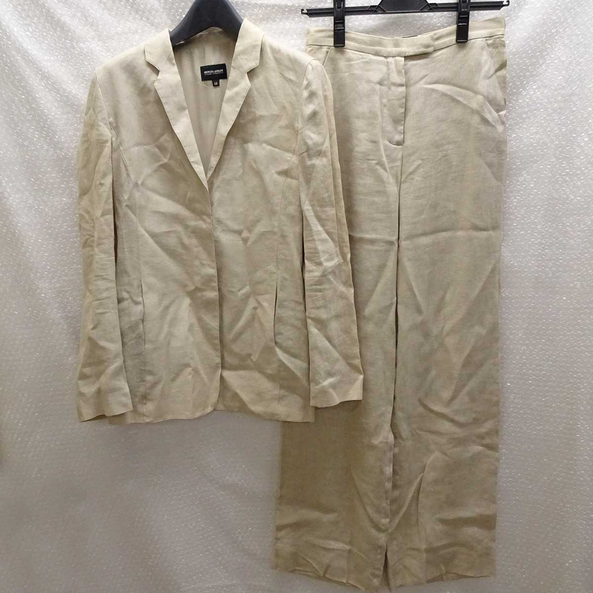 【中古】GIORGIO ARMANI ジョルジオアルマーニ スーツ ジャケット パンツ 38 ベージュ レディース