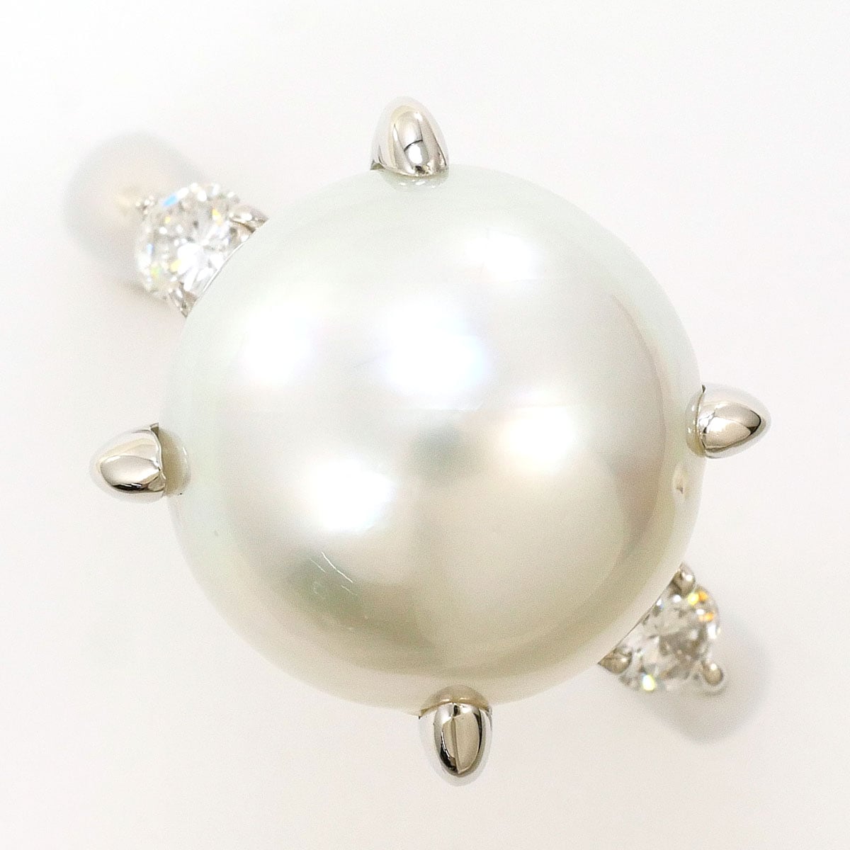 PT900 プラチナ リング・指輪 11.5号 南洋真珠 ダイヤモンド 0.23 ct カード鑑別書 総重量約10.9g 中古