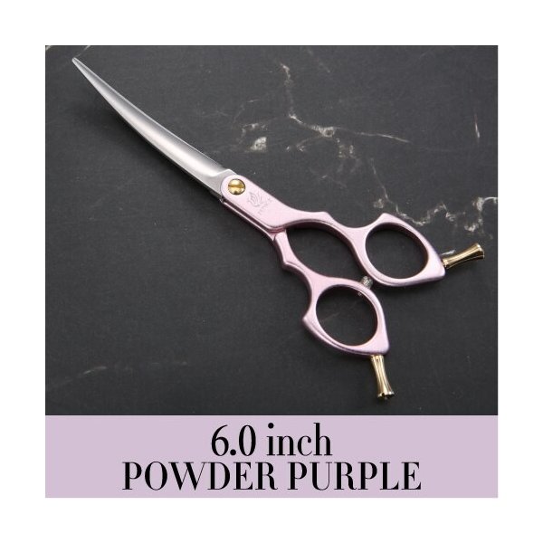フェニスプロフェッショナルカラフルな6.5インチ湾曲グルーミングはさみペットシザー犬用猫 6.0 powder purple