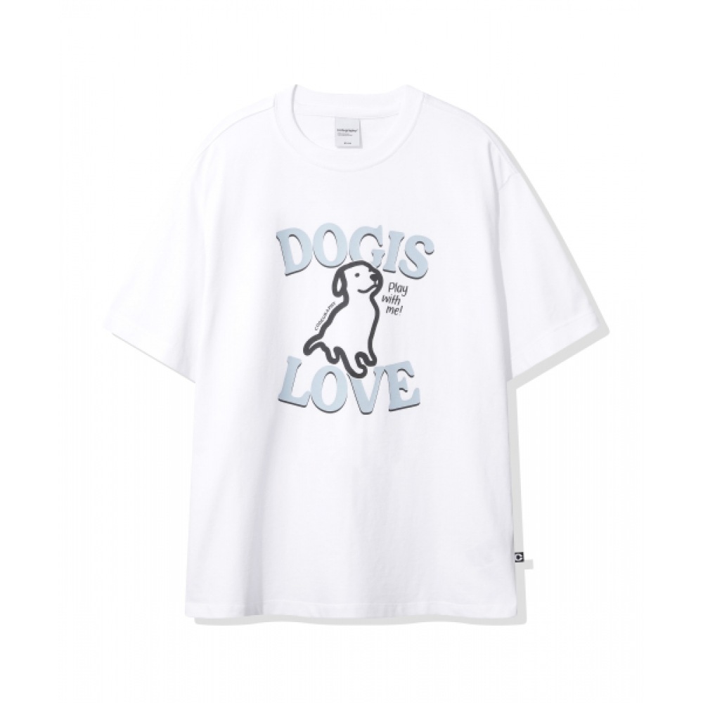 CODEGY (女性) ドッグ・イズ・ラブ半袖Tシャツ_ホワイト