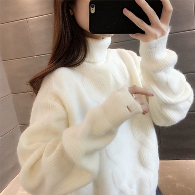 トップス セーター 袖あり 長袖 タートルネック 襟なし ストレート ふわふわ かわいい カジュアル 個性的 お洒落 レトロ 大人可愛い ラブリー キュート ホワイト グリーン パープル ブルー 5,442円