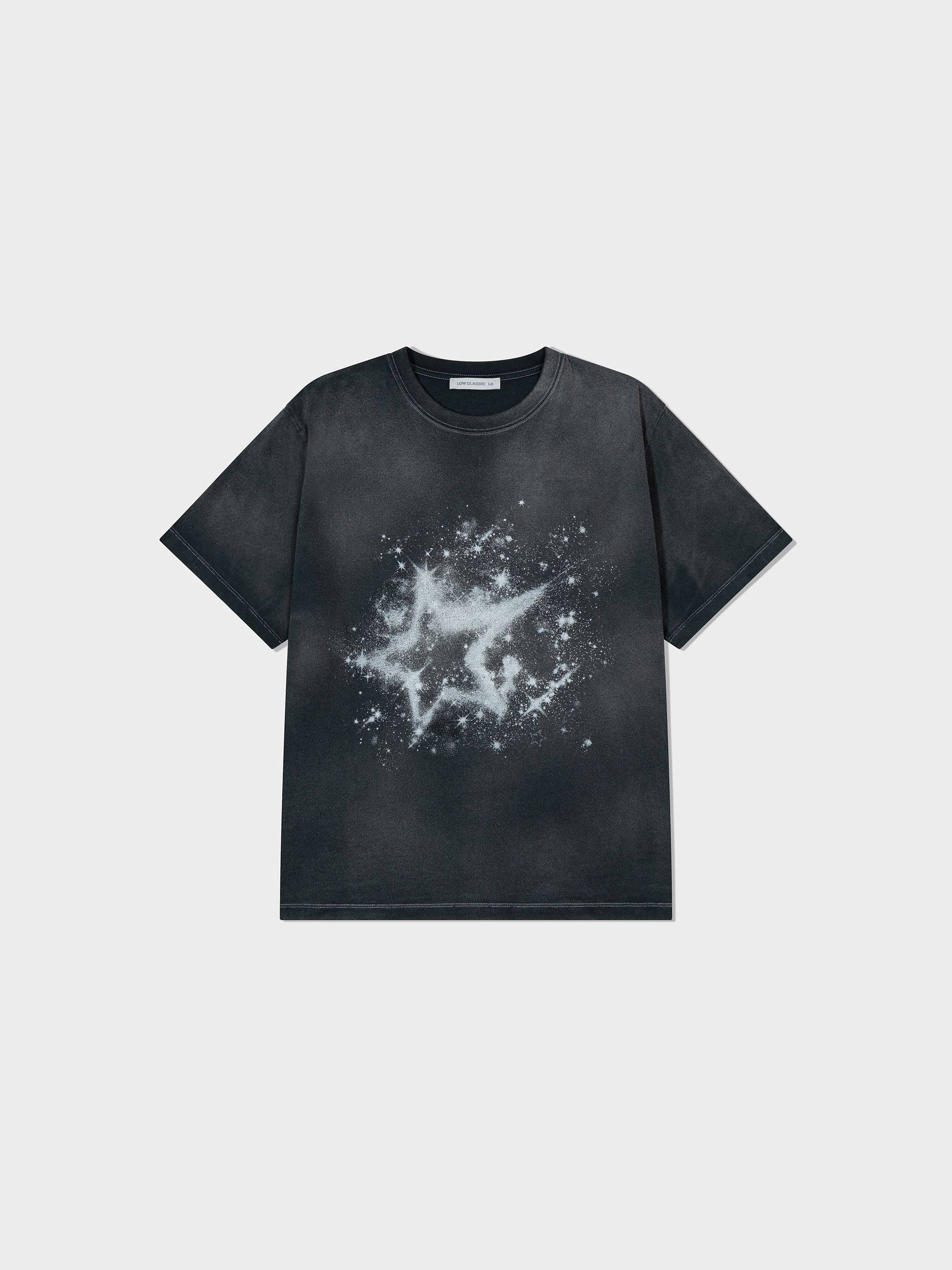 【LOW CLASSIC】 VINTAGE WASHED SPARKLING T-SHIRT : CHARCOAL