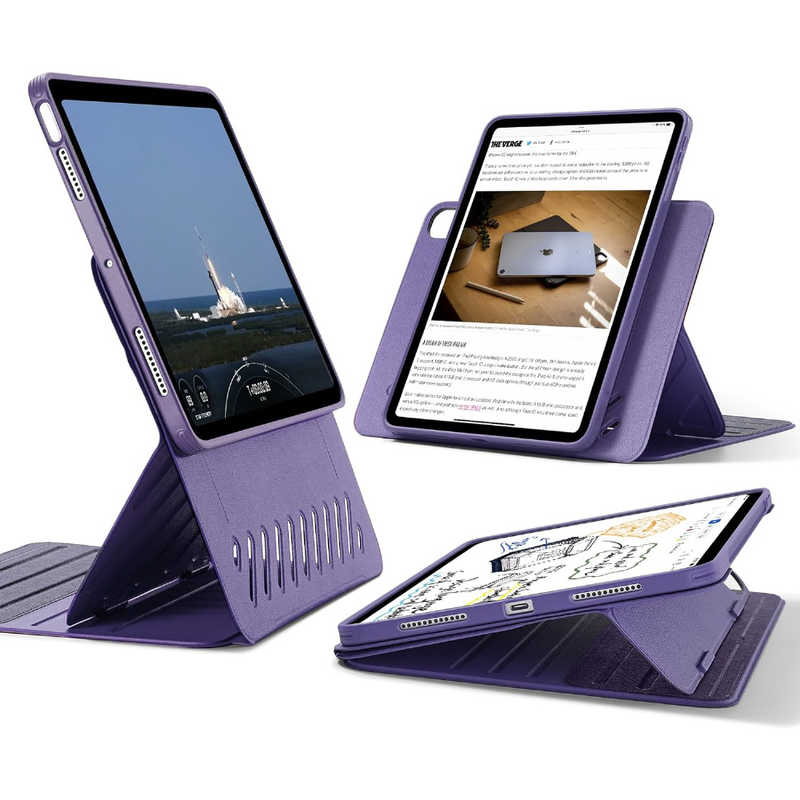 ESR iPad Air 11インチ M2対応 取り外し可能なマグネットカバー Purple ShiftMagneticCase
