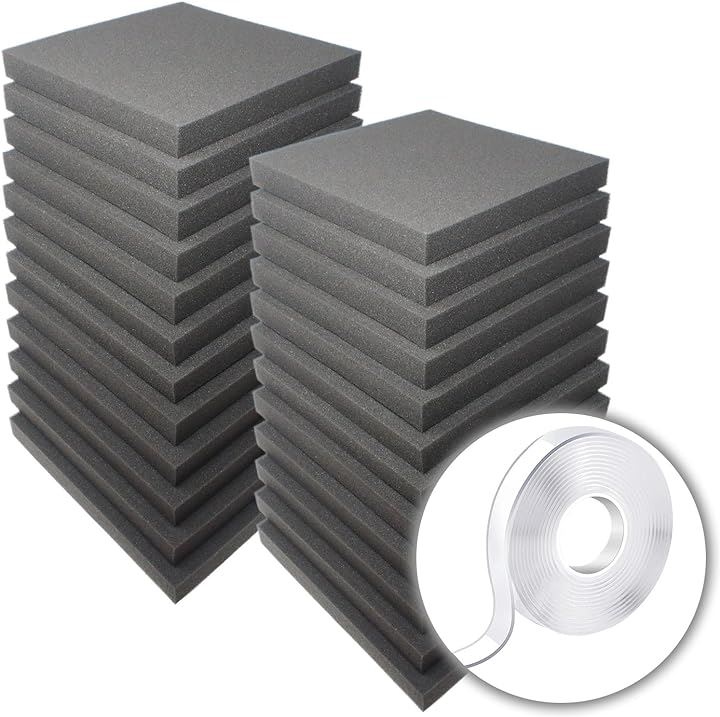 防音ファストラボ 平型 ウレタンフォーム スポンジ 緩衝材 クッション材 吸音材 25cmx25cm 厚み3cm 密度26kg/m3( フラット型, 24枚セット)