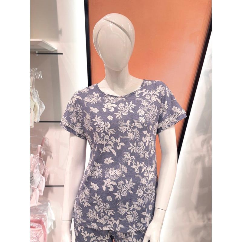 [スターフィールド高陽] 涼しいレーヨン伸縮性の良い幾何学模様のフラワー 女性半袖ホームウェアトップス EZ1891