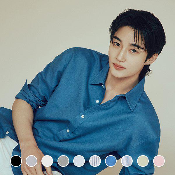 [] コットンリネン長袖シャツ [10color] 045506