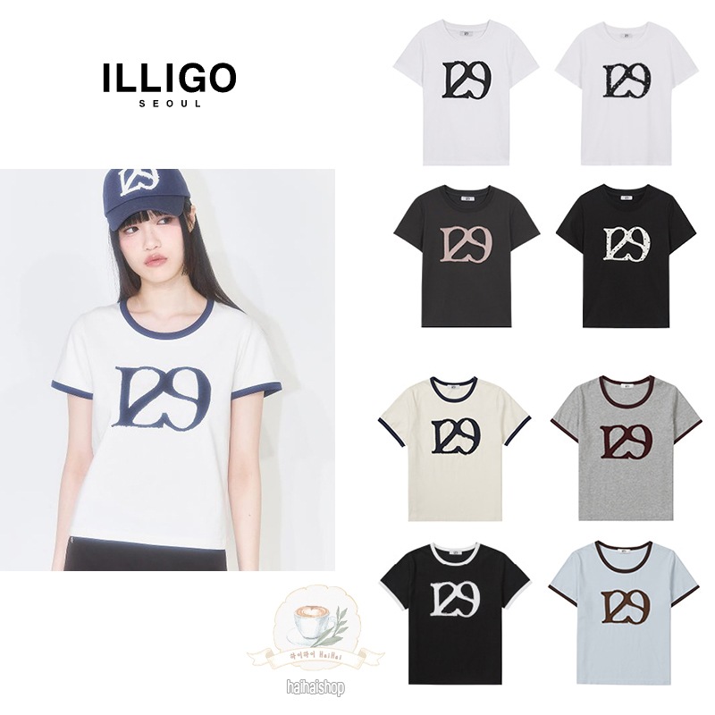 【韓国人気】129 Logo Patch T-shirt Blue