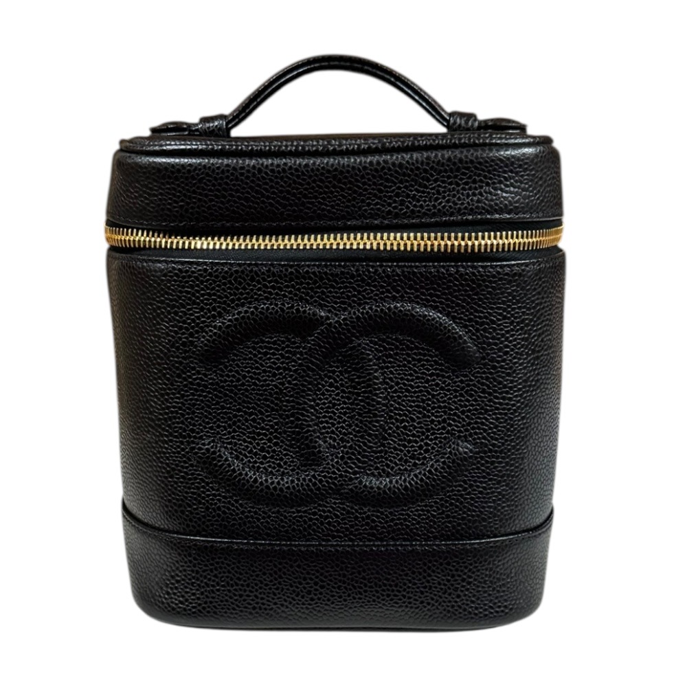 シャネル バニティ ハンドバッグ キャビアスキン A01998 ブラック CHANEL 中古 美品