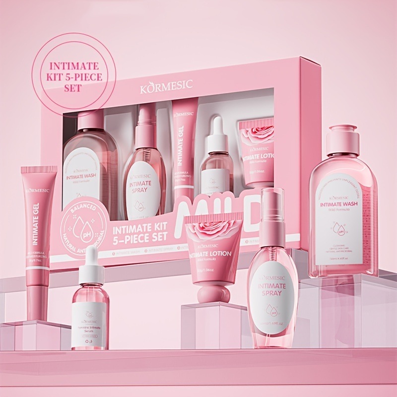 [TTM] KORMESIC 5点セット 女性用ケアセット: アロエ＆ナイアシンアミド配合全肌質対応低刺激 - クレンジング＆保湿製品とギフトボックス付き