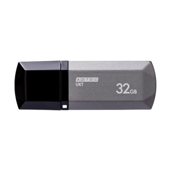 （まとめ）USB2.0キャップ式フラッシュメモリ 32GB ミッドナイトシルバー 1個[x10]