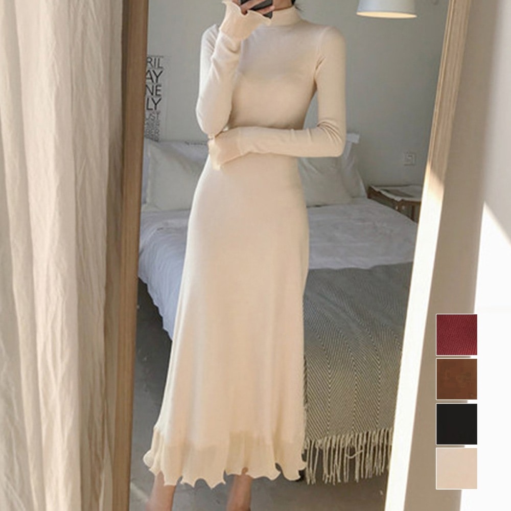 国内即納 ニットワンピース ロング レディース秋冬