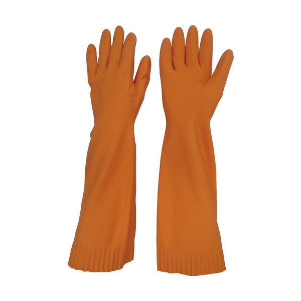 （まとめ）東和 トワローブ 天然ゴム あつ手ロング オレンジ M 215-O-M 1双[x20]