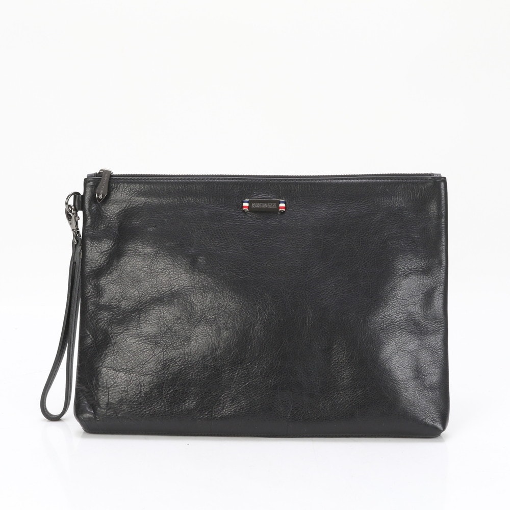 美品 リボン モチーフ レザー セカンドバッグ クラッチ ポーチ 通勤 ビジネス A4 メンズ EEE BG5-4 中古