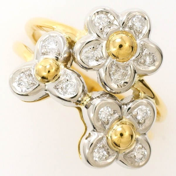 PT900 プラチナ K18YG リング 12号 ダイヤ 0.24 カード鑑別書 ジュエリー 中古