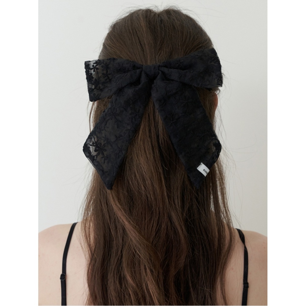 キンダベイビーフローリア刺繍リボンピン-ブラック