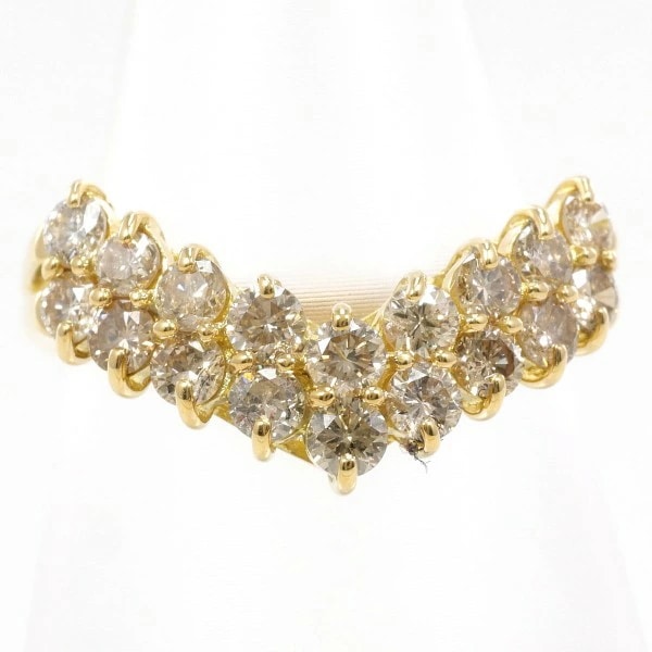 K18 18金 YG イエローゴールド リング 指輪 12号 ダイヤ ジュエリー 中古