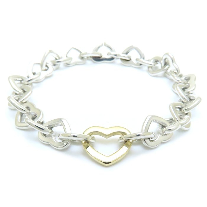 ハートリンク ブレスレット シルバー925xK18YG イエローゴールド /293671【中古】