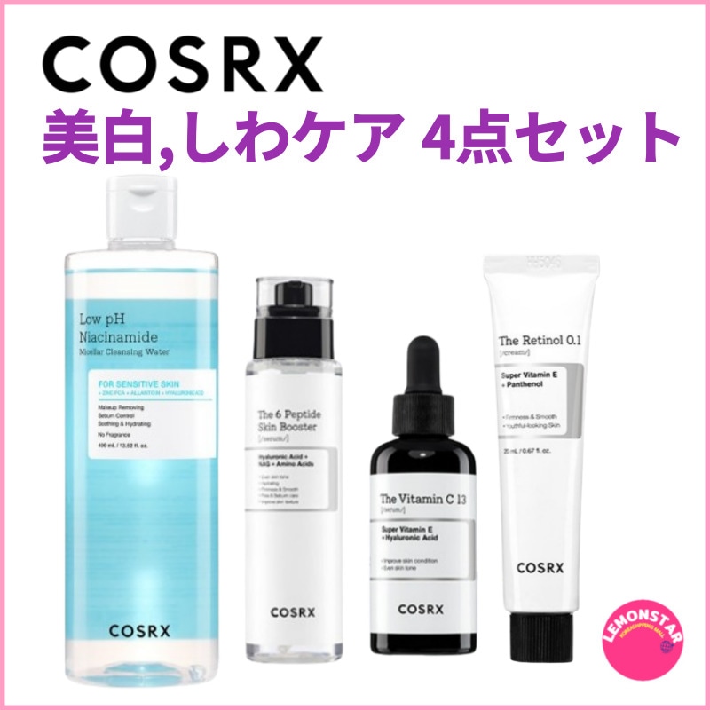 弱酸性 ナイアシンアミド ミセラー クレンジングウォーター 400ml ザ6ペプチドスキンブースターセラム, 150ml ザビタミンC13セラム20g ザレチノール0.1%クリーム, 20mL