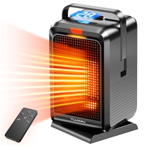 セラミックヒーター 小型 【2024冬モデル&マイナスイオン&自動首振り】 電気ストーブ ヒーター 小型 暖房器具 省エネ 電気ファンヒーター 1200W/650W LCDディスプレイ表示 2-8時間