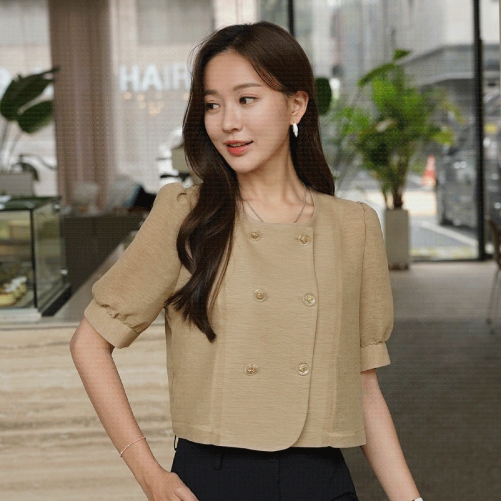 クリック＆ファニークールフェンスボタンブラウス