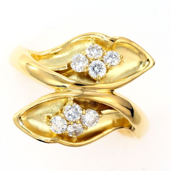 K18 18金 YG リング 指輪 18号 ダイヤ 0.39 カード鑑別書 ジュエリー 中古