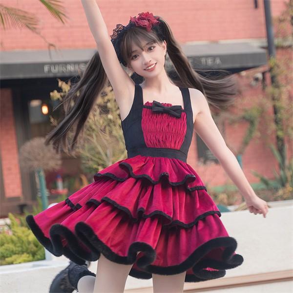 【急速出荷】ワンピース コスプレ ロリータ ゴスロリ パーティー 発表会 可愛い リボン フリル ワンピース かわいい おしゃれ ワンピース ロリータ
