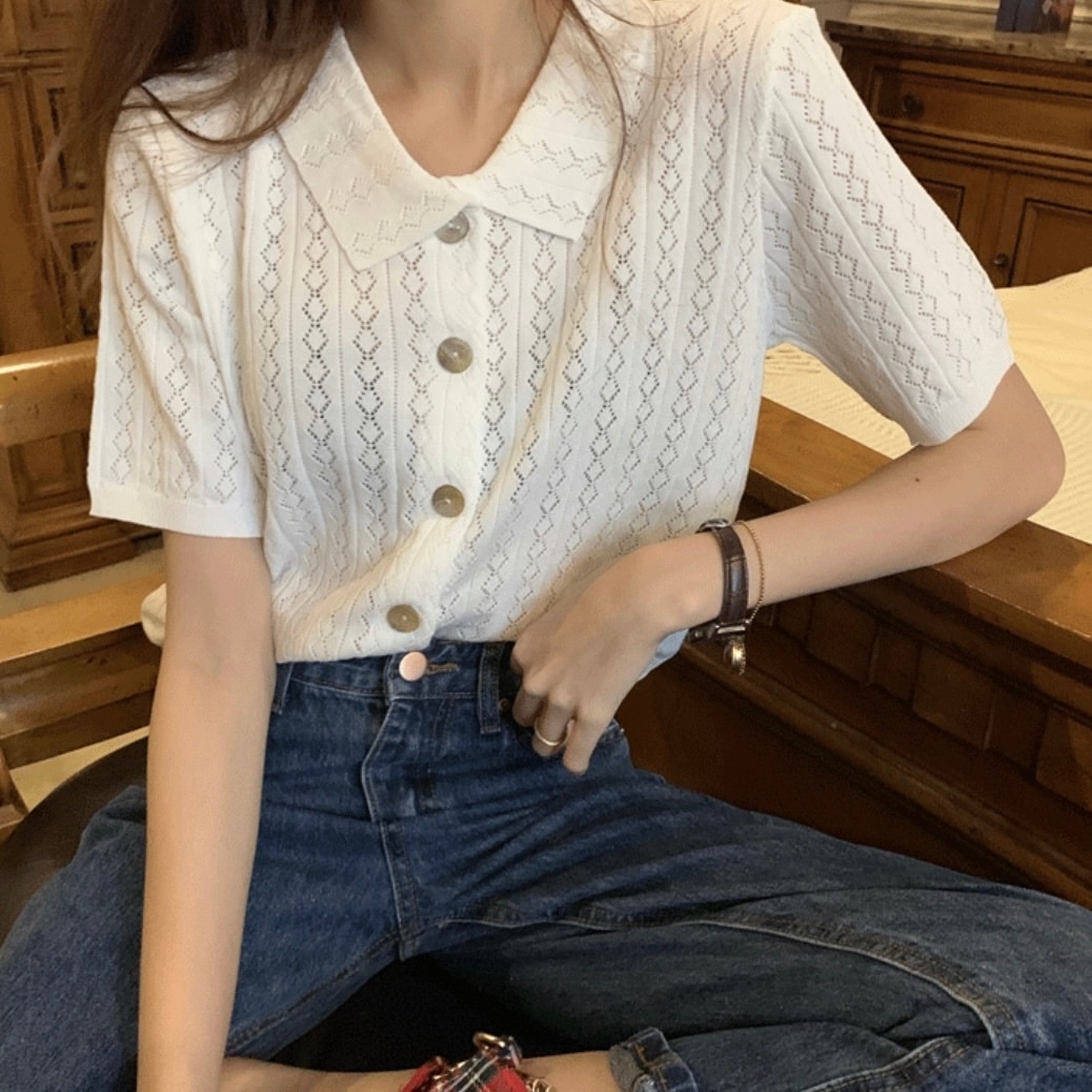 トップス シャツ ブラウス 袖あり 半袖 襟付き 前開き かわいい 大人可愛い きれいめ シンプル カジュアル 大人 上品 おしゃれ お洒落 大人女子 こなれ感 ラフ モダン シック 無地 アニマル柄