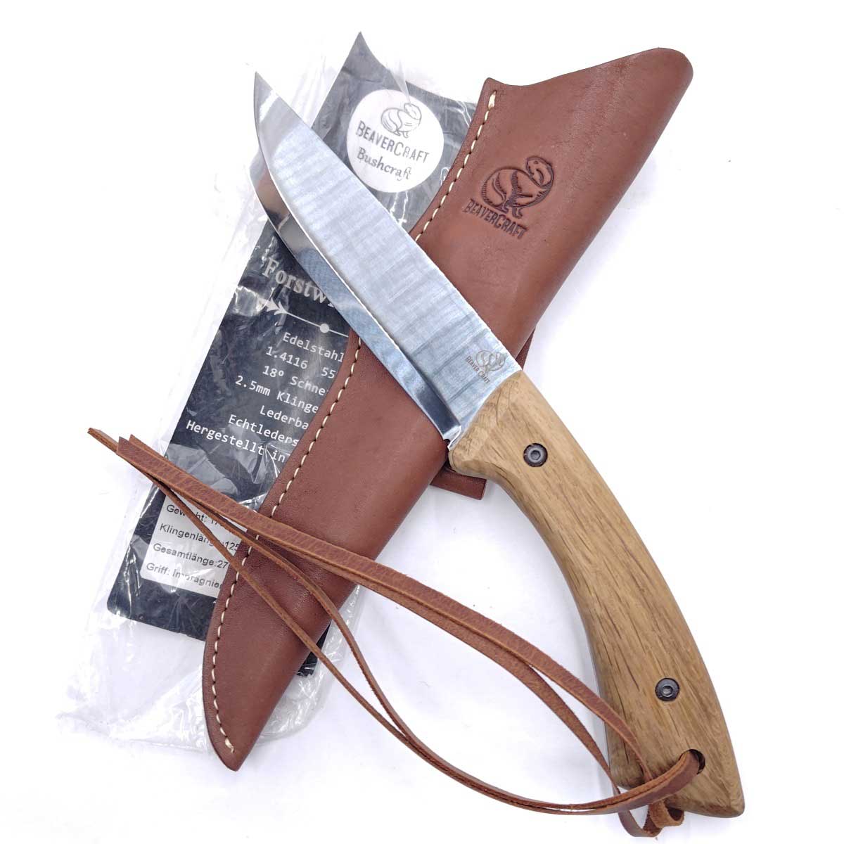 【中古・未使用品】BeaverCraft ビーバークラフト ナイフ BSH1 ブッシュクラフト ハイカーボン鋼ブレード オークハンドル レザーシース付 5,767円