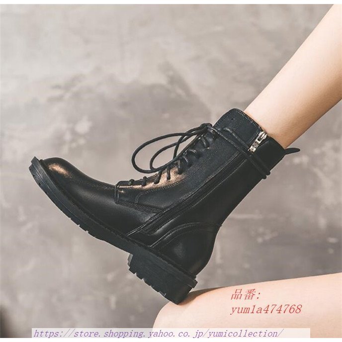 ブーツ レディース 長靴 秋 紐 冬 靴