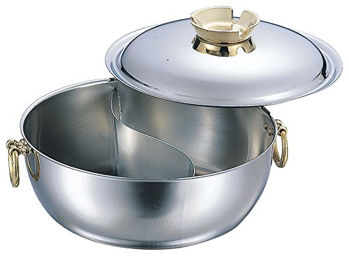 和田助製作所 電磁 世界の しゃぶしゃぶ鍋 真鍮柄 3312-0302 仕切付 30cm