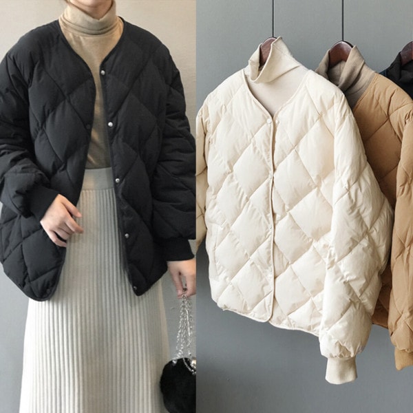 ノーカラー キルティング キルティング レディース ショートダウン ジャンパー 冬 ジャケット デイリー