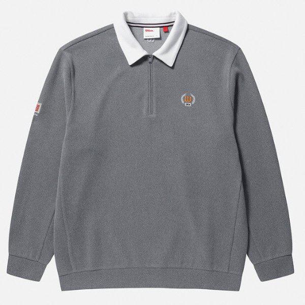 長袖Tシャツ LQC W243001GHT91-MGR カラー型ハーフジップスウェットシャツ