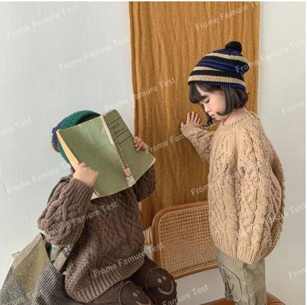 子供用セーターの新しい秋と冬の男の子と女の子のニットプルオーバー