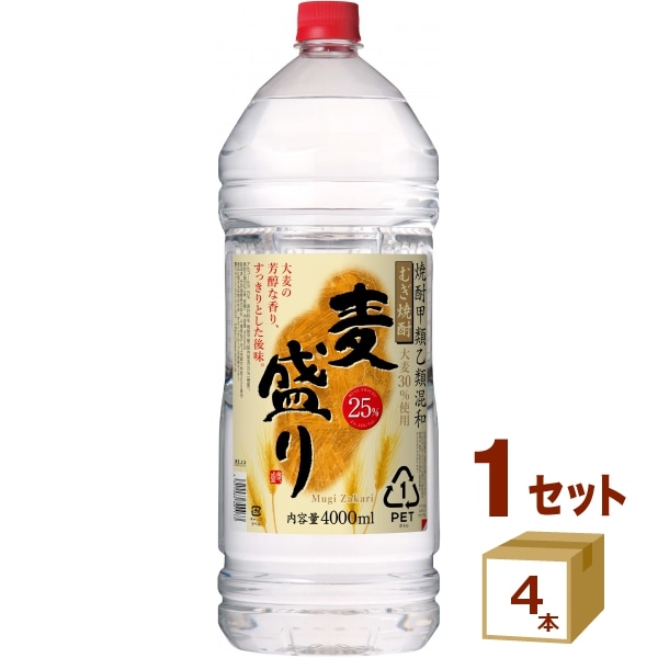 合同酒精 麦焼酎 麦盛り むぎざかり 25% むぎ焼酎 4L 4000ml 4本 焼酎