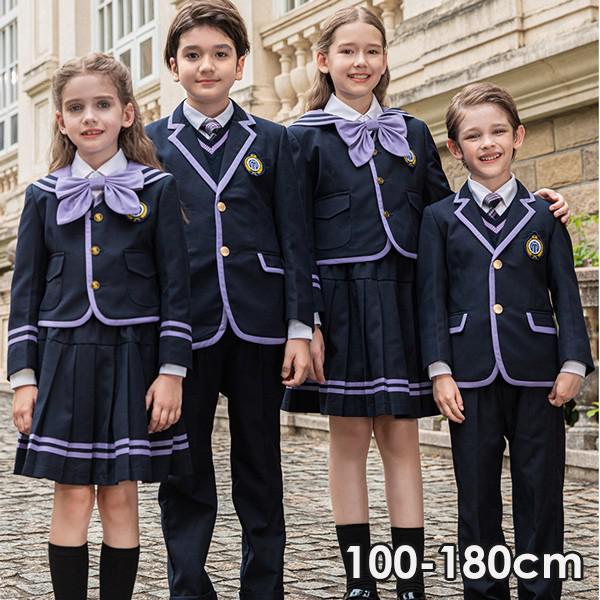 【新品】学生服 子供服 韓国風 ピアノ発表会 上下セット キッズスーツ キッズフォーマルスーツ 女の子 男の子 女児 小学校 高校生 中学生 制服 ジャケット ブラウス スカート リボン 七五三 誕生