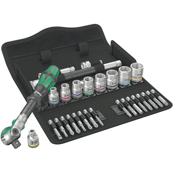 WERA ヴェラ 差込角3/8DR 29点組 ソケットレンチセット ラチェットレンチ 戻り角5度 004049 工具 ツール DIY 作業工具 レンチ