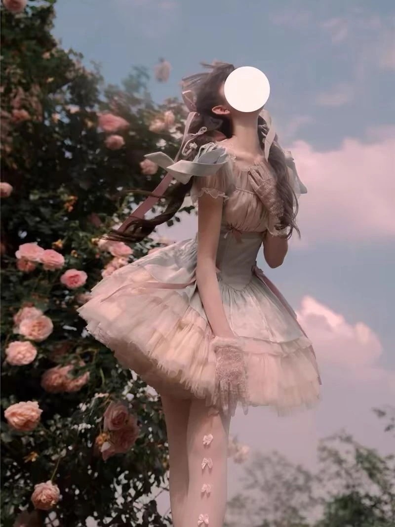 【今日限定】小さなリボン付きロリータドレスSPバレエ風ワンピースストラップドレスケーキスカートプリンセスドレス夏